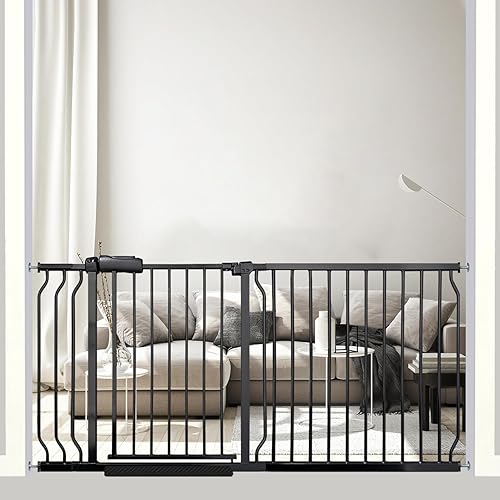 Miniatura 27 de Puerta para bebés de 71.5 a 76.3 pulgadas, extra ancha, grande, para mascotas, para interiores, montada a presión, puertas de seguridad, montadas a