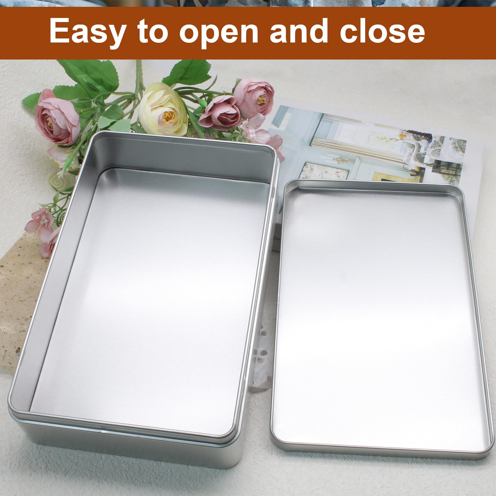 Amazon.com - Coufce Rectangular Metal Tin, 8.5x5.3x1.9 Inch Silver