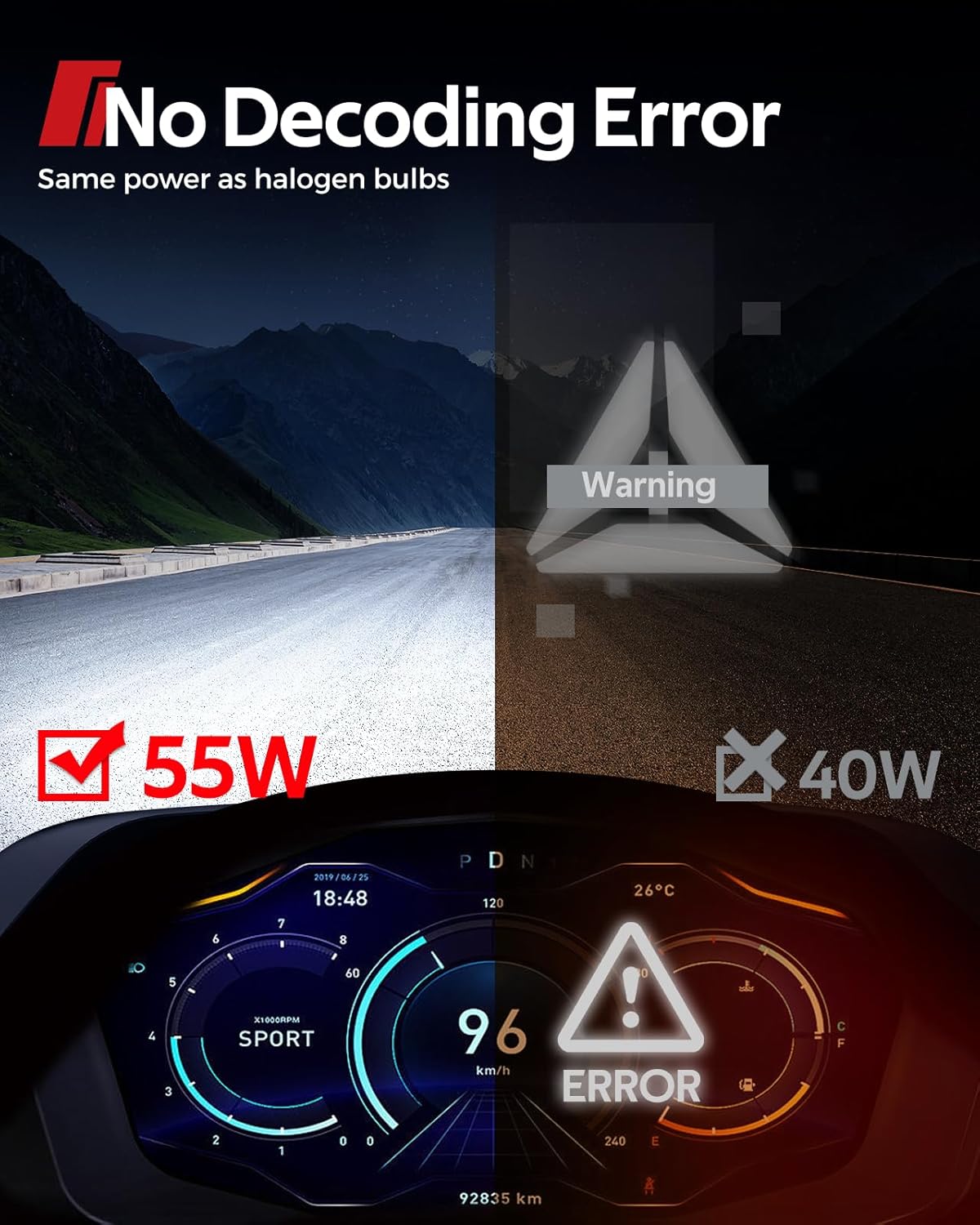 Torchbeam H11/H9/H8 Bulbs T7, 68,000LM H11 Brighter Light Bulbs for ATVS, 6500K Bulbs with High Speed Cooling Fan, Over 60000 Hours Lifelong, Easy 5Min Installation Led Light Bulbs, Pack of 2