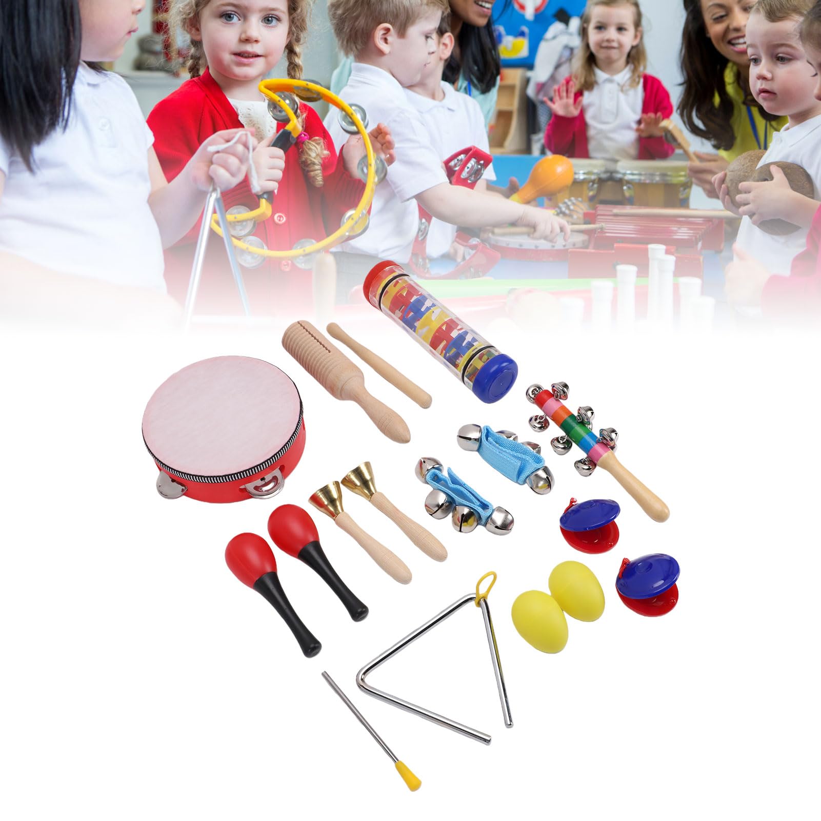 Strumenti Musicali per Bambini, Set di Percussioni in ABS con Tamburello, Maracas per Ragazzi e Ragazze Dai 3 Agli 8 Anni, Perfetti per l'apprendimento Precoce e il Divertimento