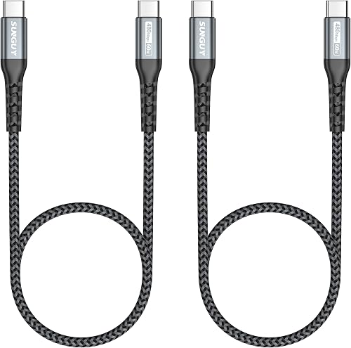 SUNGUY Cable USB C a USB C 60W [0.5m x 2] Cable corto de carga rápida tipo C a tipo C Compatible con iPad Pro, MacBook Pro, iPad Air, Samsung S22 S21 S10, Xiaomi, Huawei, Oneplus, Switch, etc.