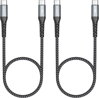 SUNGUY USB-C to USB-C Cable, [2Pack, 2FT] 60W USBC to USBC Fast Charger Cable for iPhone 17 16 15 Pro Max, Galaxy S23/S22 Ultra/Z Fold, iPad Pro/Air 2020, MacBook Air/Pro, PS5