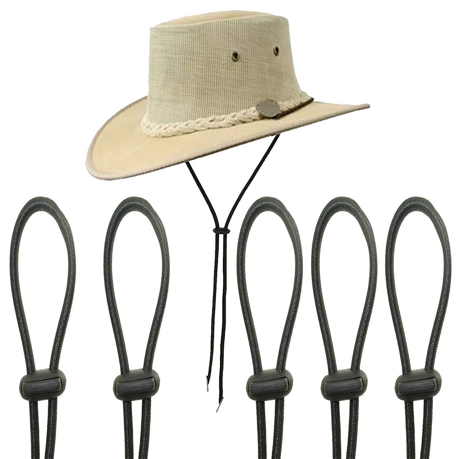 Molain Lot De 5 Clips Réglables Pour Sangle De Chapeau, Cordon De Menton, élastiques Amovibles Et Coupe-vent, Clips Anti-perte Pour Le Golf, La Pêche, Le Bateau, Multicolore., M-L