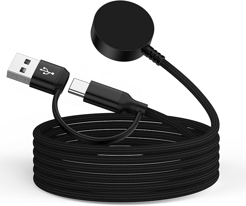 for Samsung Watch Charger for Samsung Galaxy Watch 8/8 Classic/7/Ultra/6 | 6 Classic/5/5 Pro/4/4 Classic/3/Active 2, 3.3FT Magnetic Wireless Charging Cable USB C Smart Watch Charger with USB A Adapter