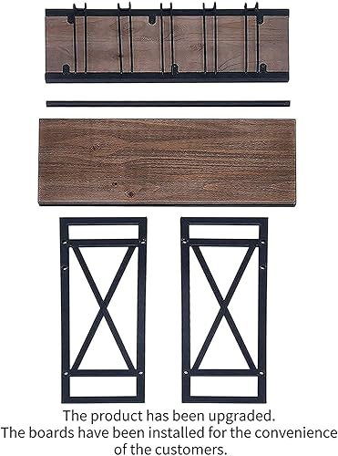 Miniatura 5 de Estante para vinos, industrial montado en la pared, soporte de botella de metal rústico, estante de vidrio, estantes flotantes de madera de 2