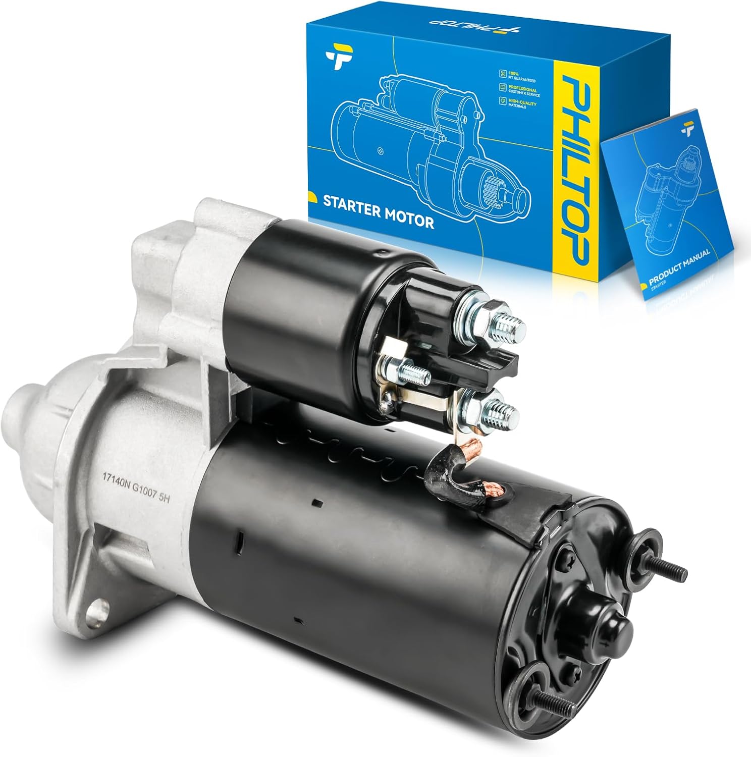 PHILTOP New Starter Motor Replacement for BMW for 1982-1988 528e,1984-1987 325e,1986-1987 325es,1986-1988 325,1987-1993 325i,1987-1991 325is/325iX,1989-1990 525i OE:17140N 12411279747, 12411726504