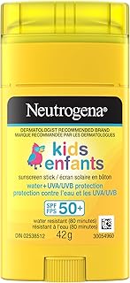 Neutrogena Kids Sunscreen Stick, SPF 50+, Sun Protection UVA & UVB, Water resistant Sunscreen, Travel Sized, 42-g
