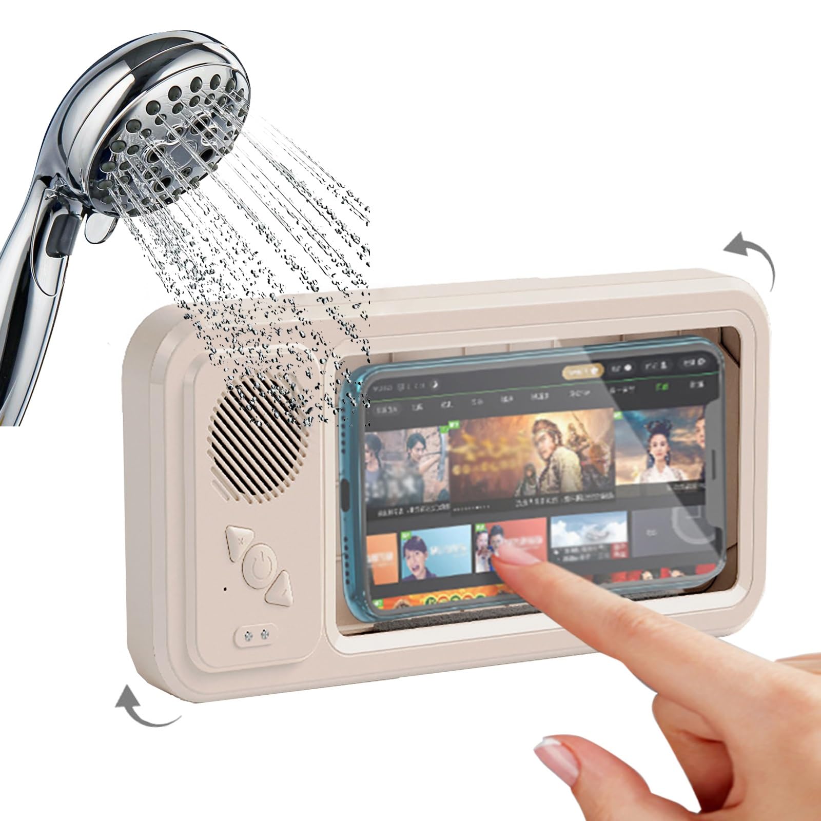 Soporte Para TeléFono Ducha Con Altavoz InaláMbrico Bluetooth │Para BañO BañEra Cocina Espejo De Pared │Impermeable 480 RotacióN Visible Soporte Para TeléFono De Ducha Altavoces De Montaje En Caja ( C