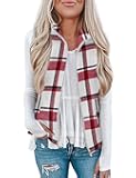 Rapbin Women's Plaid Outerwear Vests Tops Zip Up Collared Sleeveless Jacket with Pockects