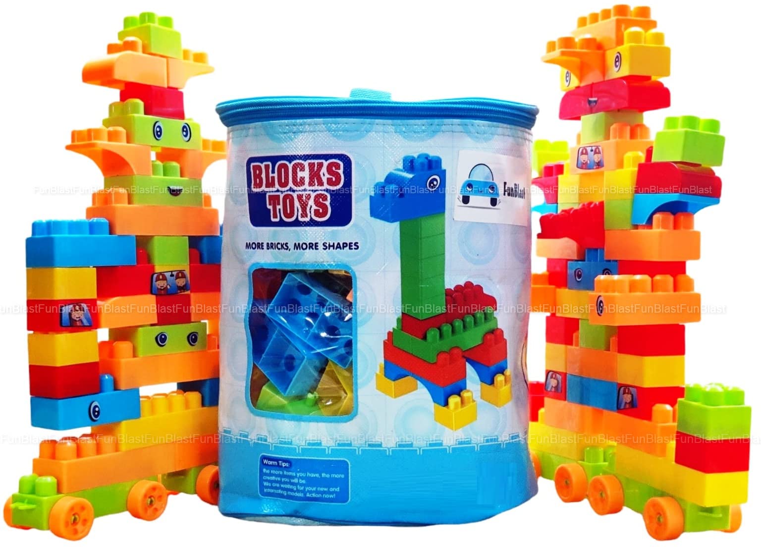 FunBlast Plastic Building Blocks For Kids|Diy Building Blocks Toy For Kids Puzzle Games For Kids|Diy Toys For Children Educational & Learning Toy For Kids|Girls & Boys-100 Pcs With Wheels|Multicolor (B0B9MMQ1ZZ) Amazon Price History, Amazon Price Tracker