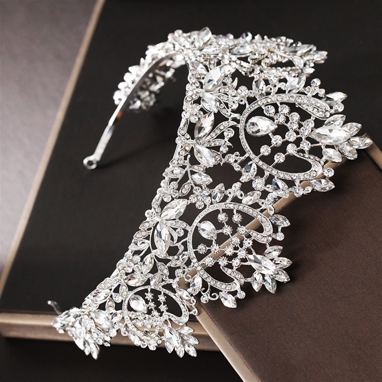 Trjgtas Tiara Nuziale Corona Strass Spettacolo Diadema Accessori per Capelli da Sposa