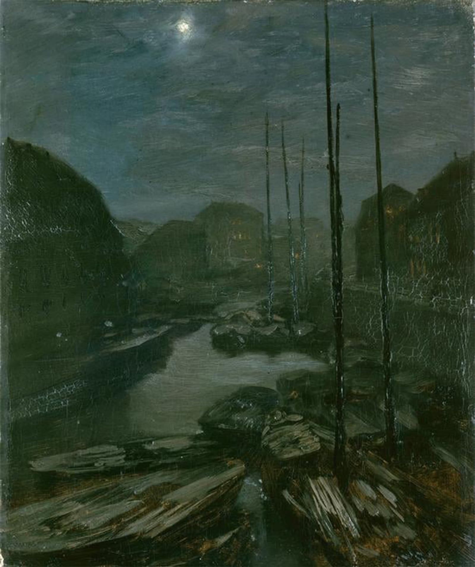 Serendipitp No Frame Aesthetic Poster Photo Wall Print Retro Picture Moonlight Over The Friedrichsgracht In The Old Berlin By Adolph Menzel Modern Wall Artwork For Home Decor 60X90cm