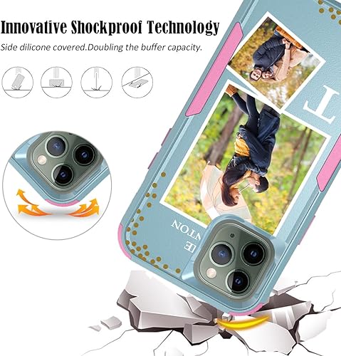 Vista 116 de Funda de fotos personalizada para Apple iPhone 11 Pro Max, patrón de collage a cuadros, personalizado para hacer imágenes en gruesa 3 híbrida Rosa