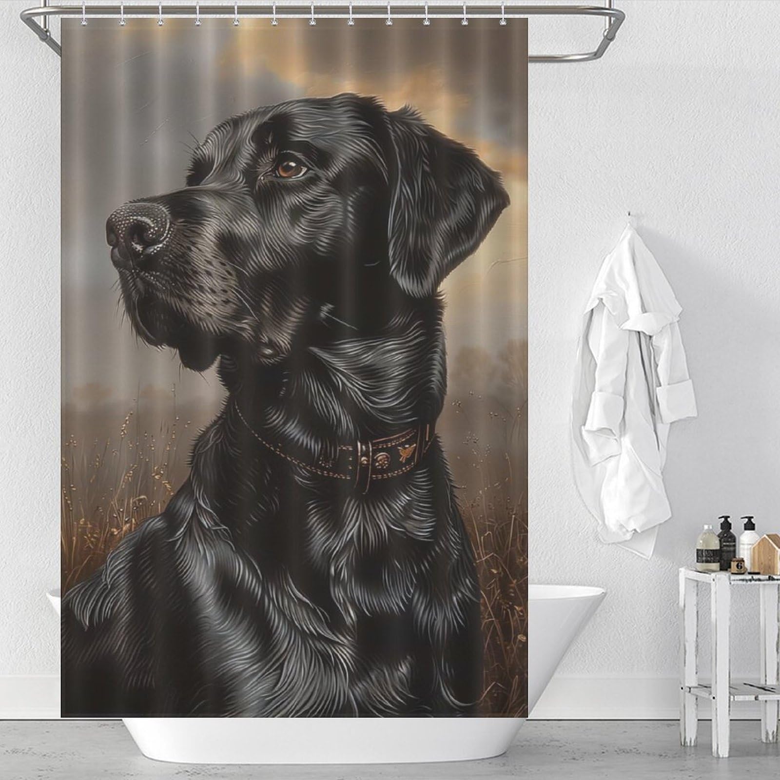 Rideau de douche portrait Labrador pour une salle de bain accueillante
