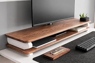 carpentray Store Wooden Monitor Stand with Storage Organizer for Desk with Wire Hole, Tables, Office, Home, Studio, Study ... Price In India