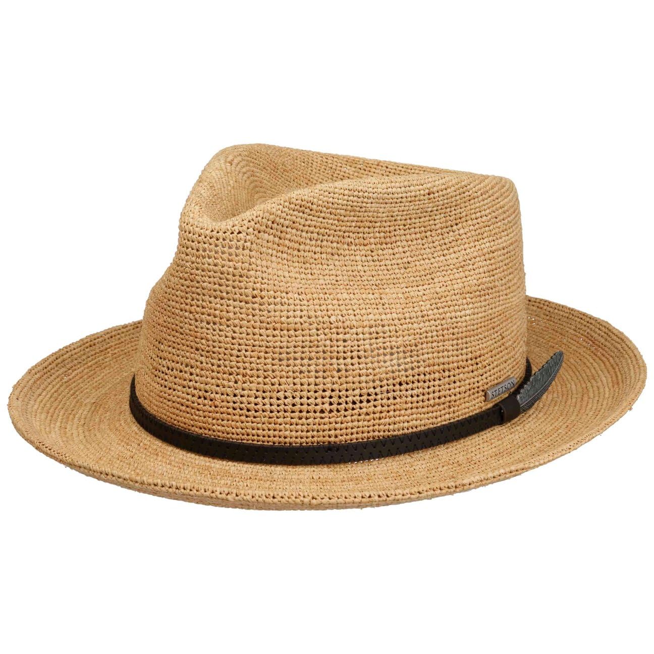 STETSON Daleport Fedora kapelusz slomkowy z bawelniana podszewka i skorzanym paskiem Meski Wiosna Lato