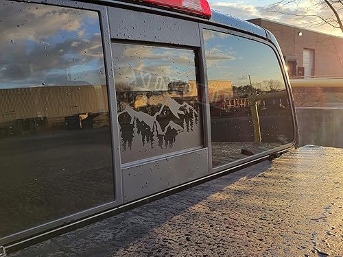 Miniatura 3 de Xinghe Calcomanías de montaña para Dodge Ram 2009 a 2023, calcomanías de montaña para ventana central trasera de camión, calcomanía negra mate para