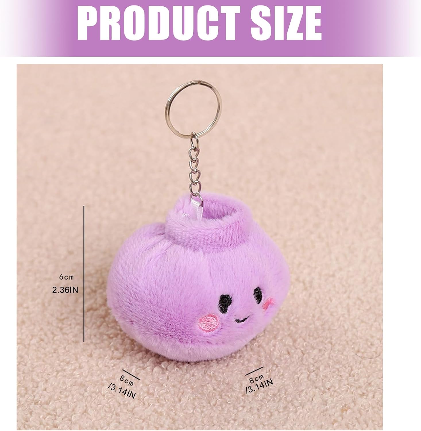 Steamed Bun Keyring, PP Cotton Filled Pendant for Teens image 3
