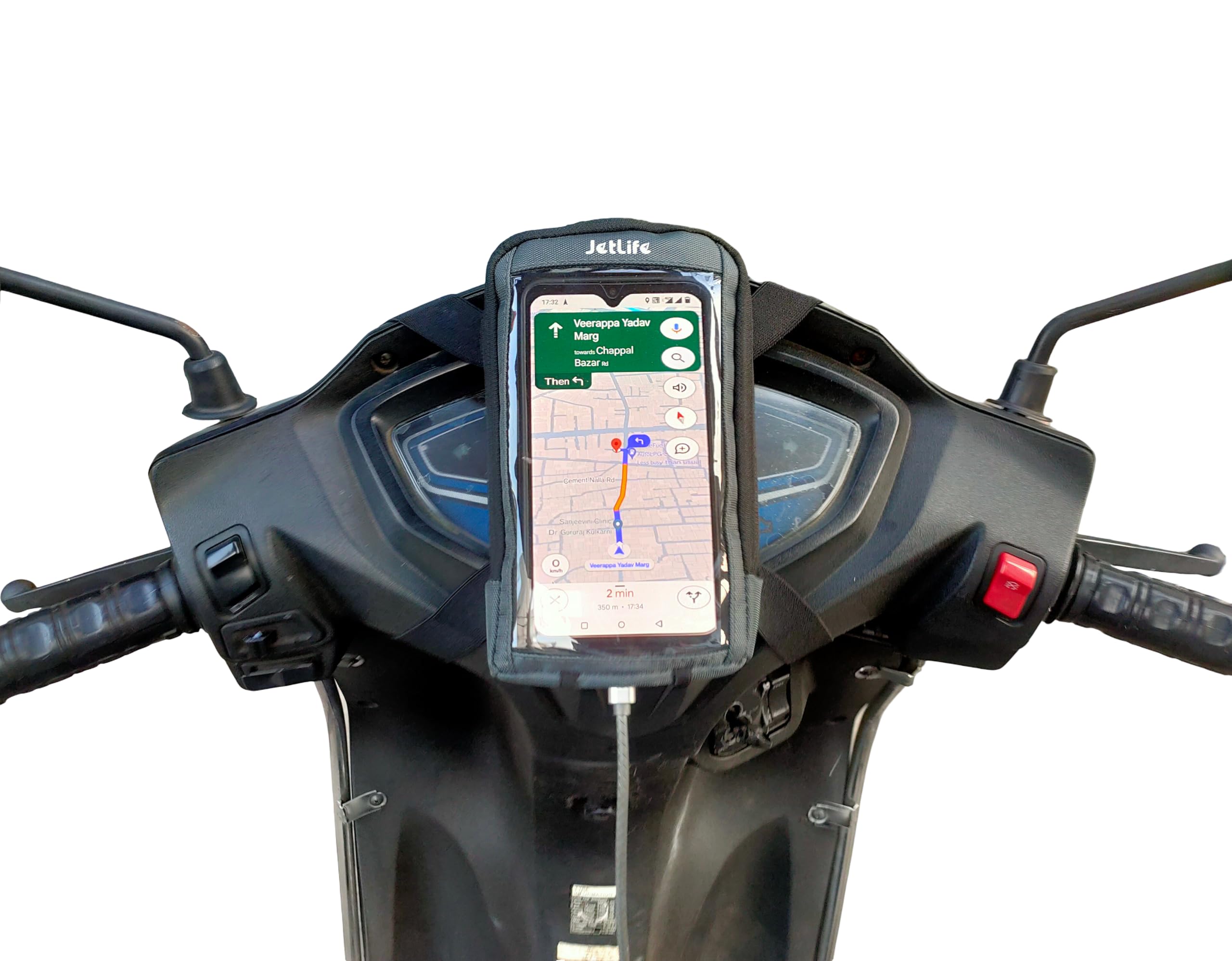 JETLIFE Universal Mobile Holder/Stand/Mount Pouch for Scooters Scooty Activa Jupiter EV's | X1 Model (Grey)-image-14