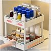 2 Tier Extendable Pull Out Cabinet Under Sink Organizer with Adjustable Height and Width, Kitchen Cabinet Organizer and Storage for Bathroom Pantry Laundry