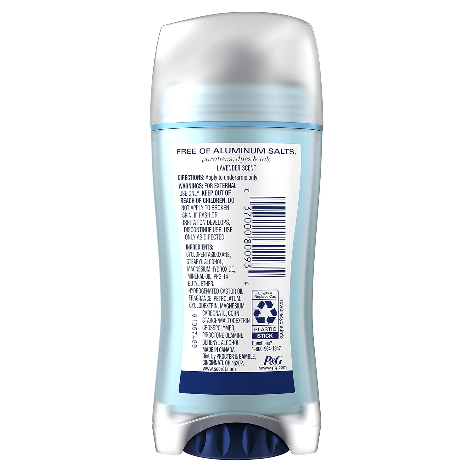 Secret Aluminum Free Lavender Deodorant, 2.4 ounces (Pack of 2)