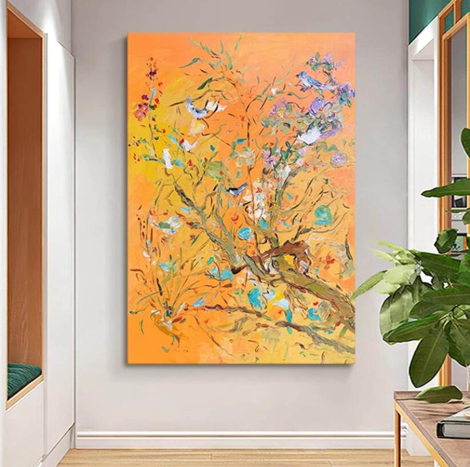 Peinture à l'huile peinte à la main art moderne oiseau grand format
