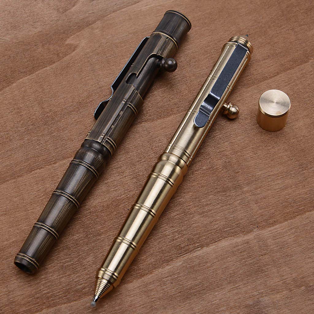 Vintage Messing Stift Mit Bolzen-Mechanismus – Retro Design, Sechseckig, Für Tinte & Elegantes Schreiben