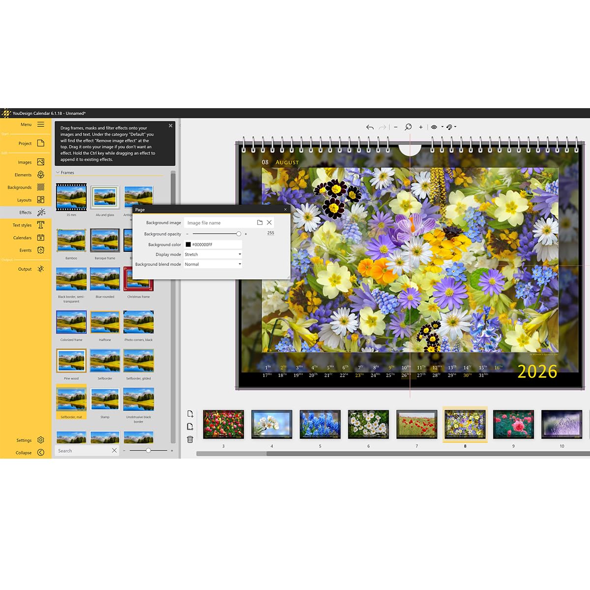 Aquasoft YouDesign Calendar 6 - Create your own photo calendar software customize numerous templates for Win 11, 10