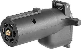 CURT 57726 7-Way RV Blade Vehicle-Side to 6-Way Round Trailer Wiring Adapter with Backup Alarm, Center Pin Auxiliary Power, 1 Count (Pack of 1)