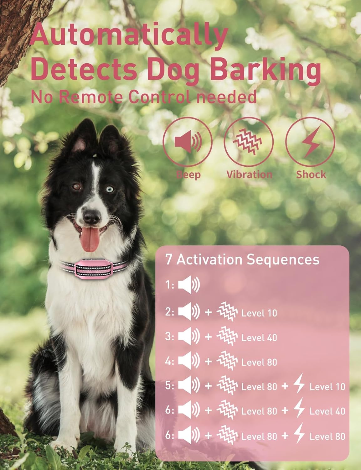 DOGLinsen collar automatically detects dog barking with 7 activation sequences