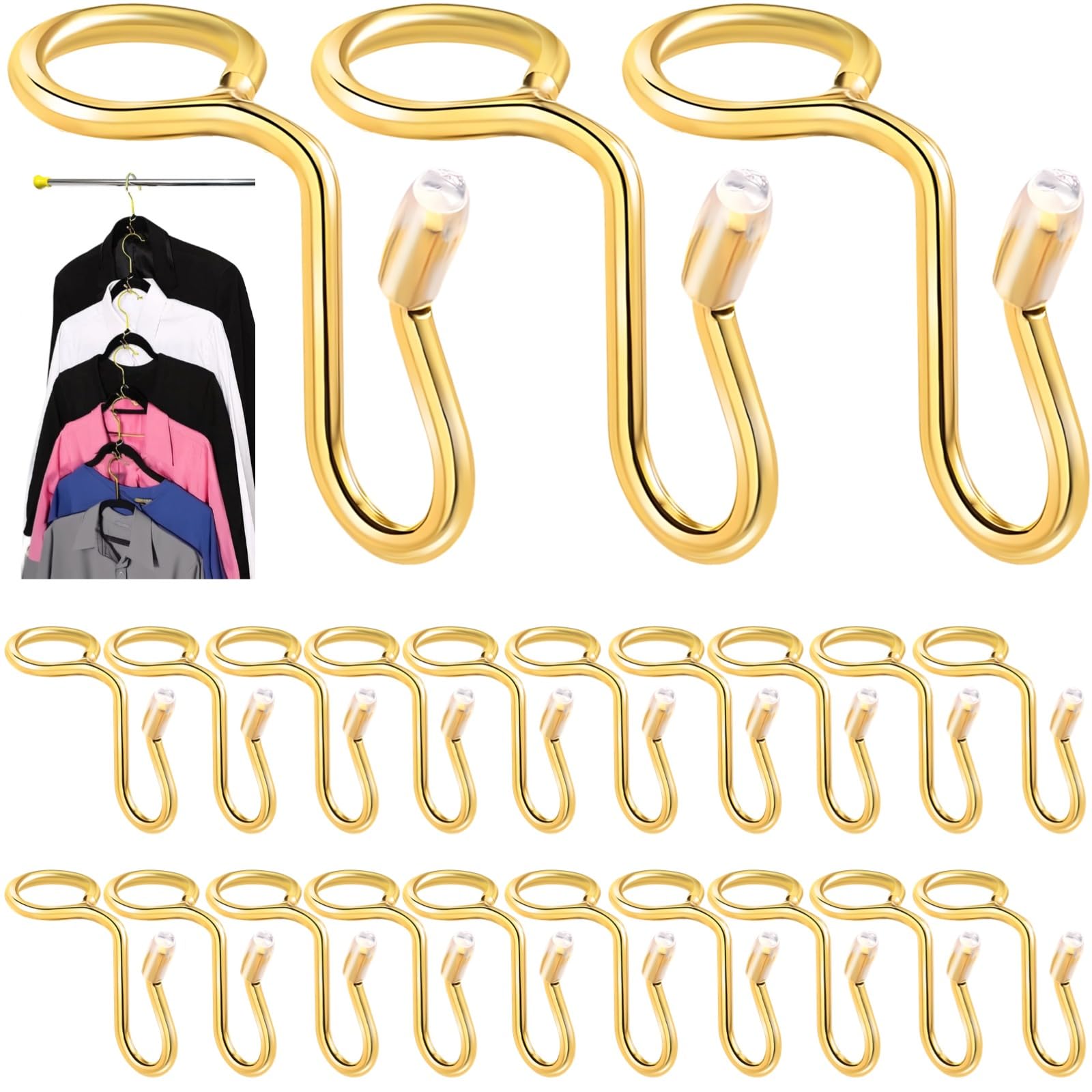 Generisch 50 Stück Closet Space Saver Hooks, goldfarbene Metallverbinder für Kleiderbügel, vertikaler Kleider-Organizer, praktische Aufbewahrungslösung für den Kleiderschrank mit Magic Hooks