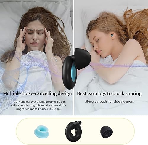 Miniatura 6 de Vodolo Tapones para los oídos con cancelación de ruido para dormir, tapones para los oídos para dormir y concentración, 2 pares de tapones flexibles