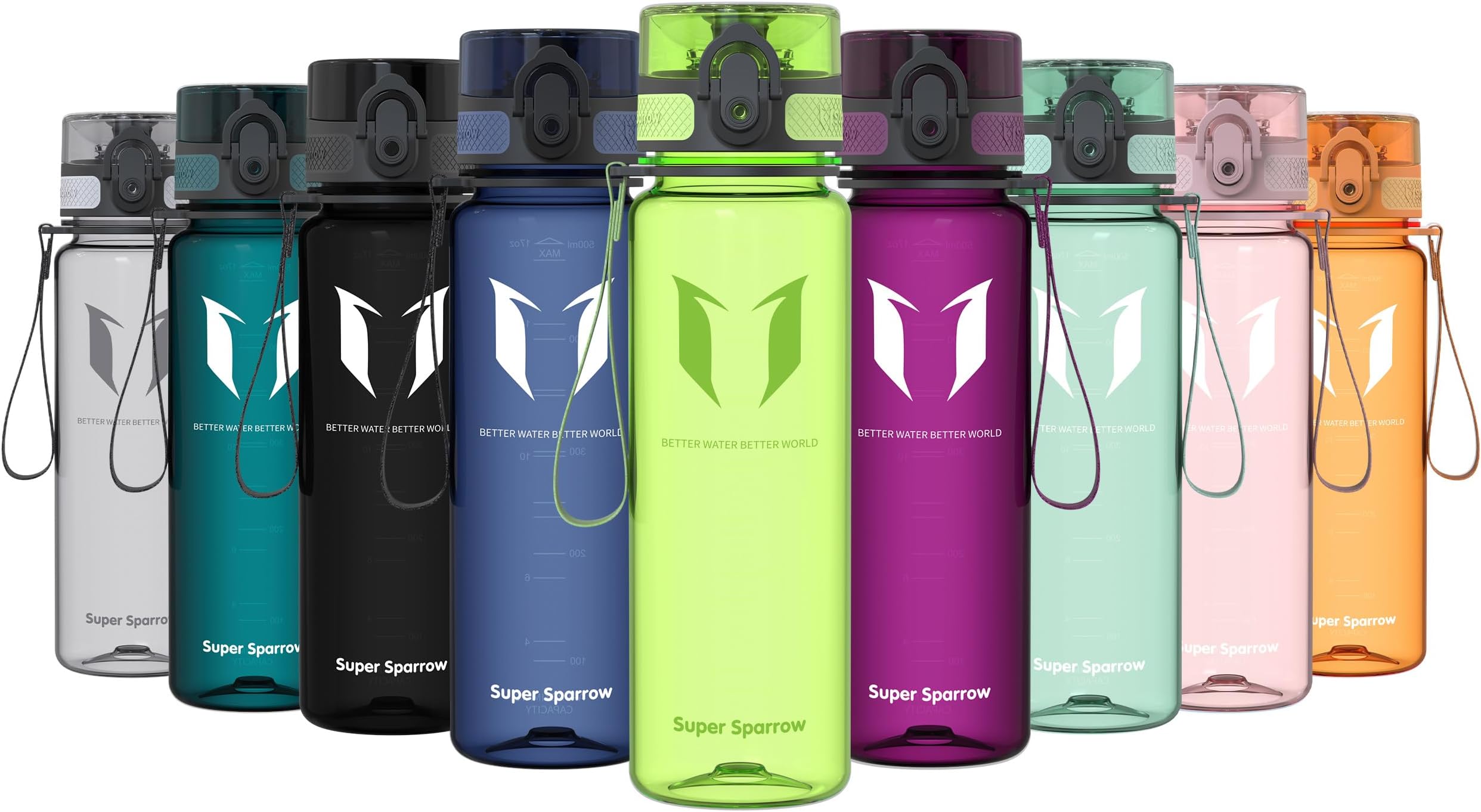 Sparrow Water Bottle Kids 500ml - BPA-Free Tritan Drinks Bottle One-Click | Leakproof, Plastic Water Bottles, Dishwasher Safe, Lightweight, Ergonomic, Flip Top, Reusable, Sport, School, Travel, Walking