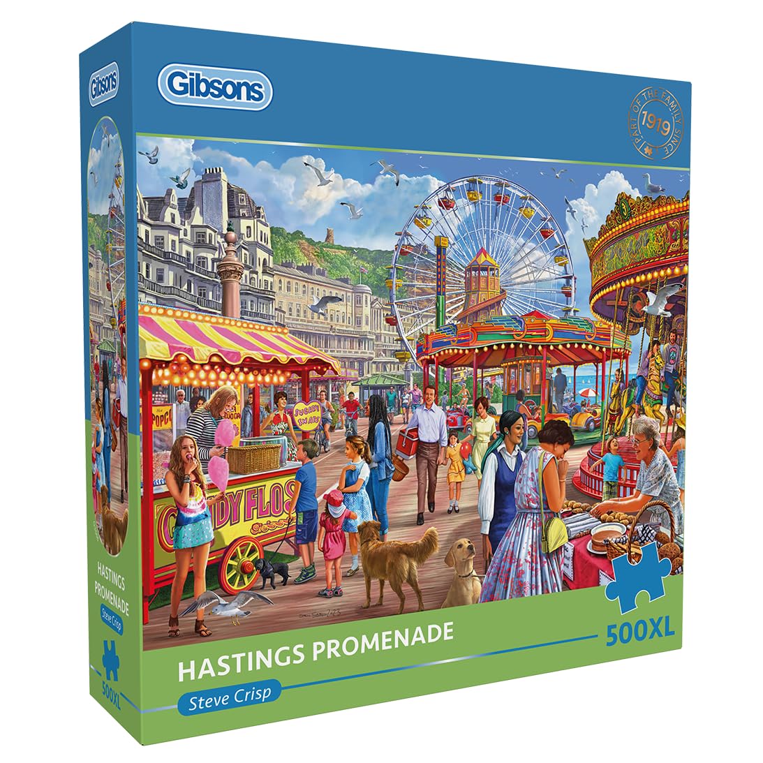 Gibsons Hastings Promenade 500XL Piece Jigsaw Puzzle for Adults – Seaside Nostalgia by Steve Crisp – Extra Large Pieces for Easy Handling – Premium British Gift