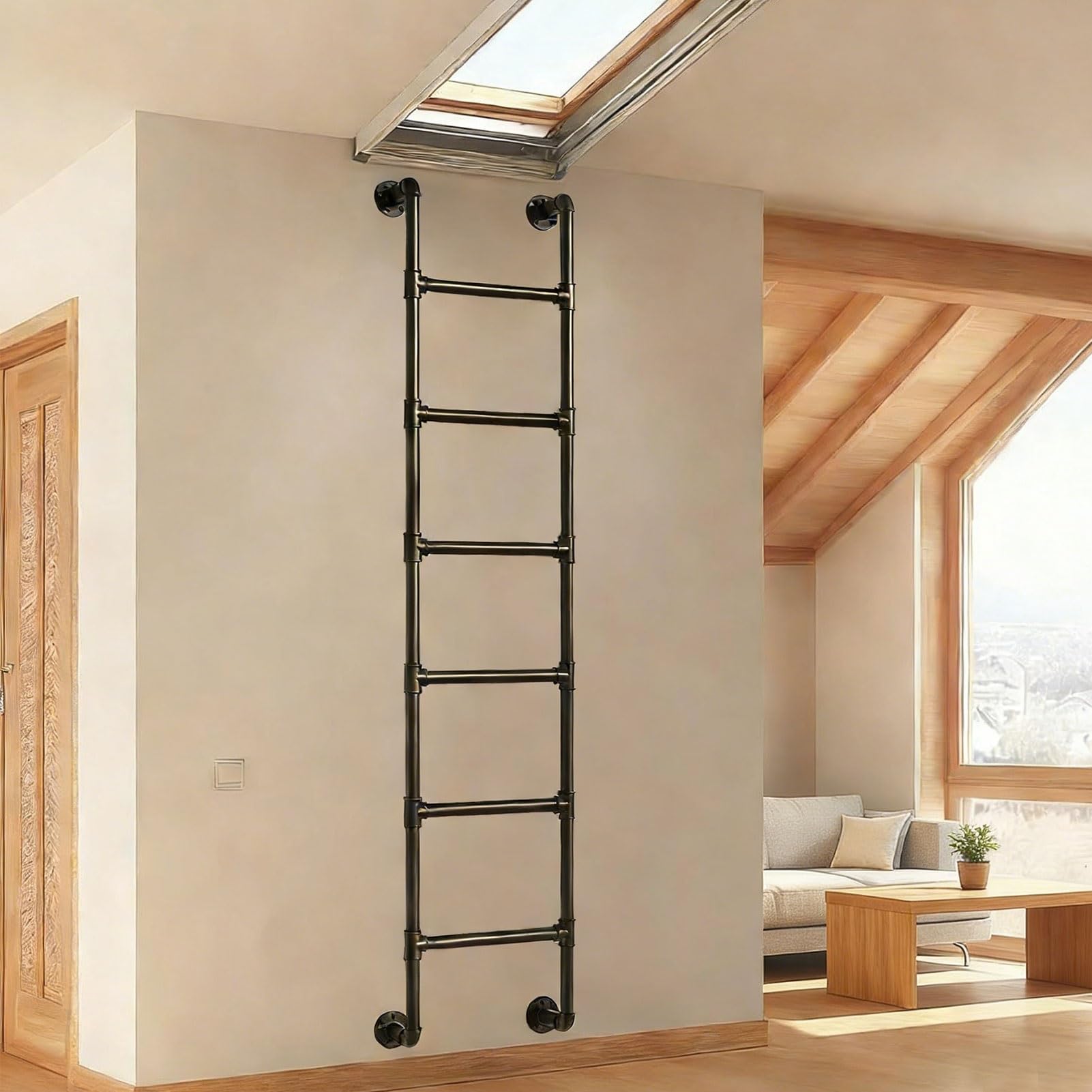 Escalera para caravana y cubiertas: estructura metálica de pared estable