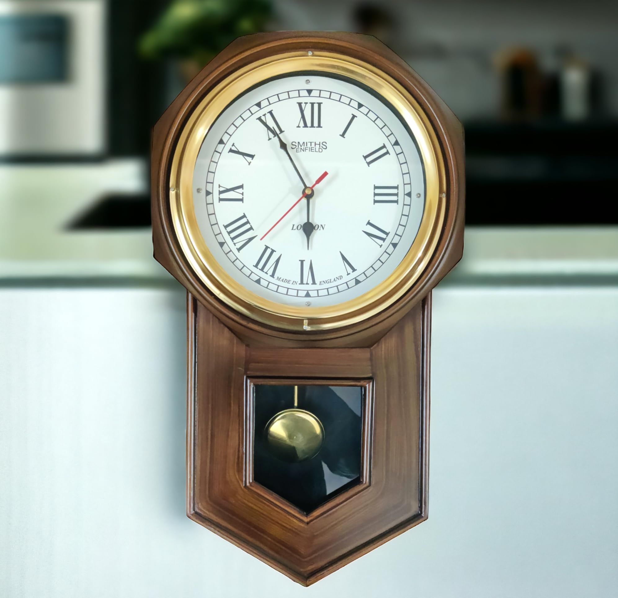 Buy NORVILLE™ Premium Wooden and Brass Pendulum Wall Clock