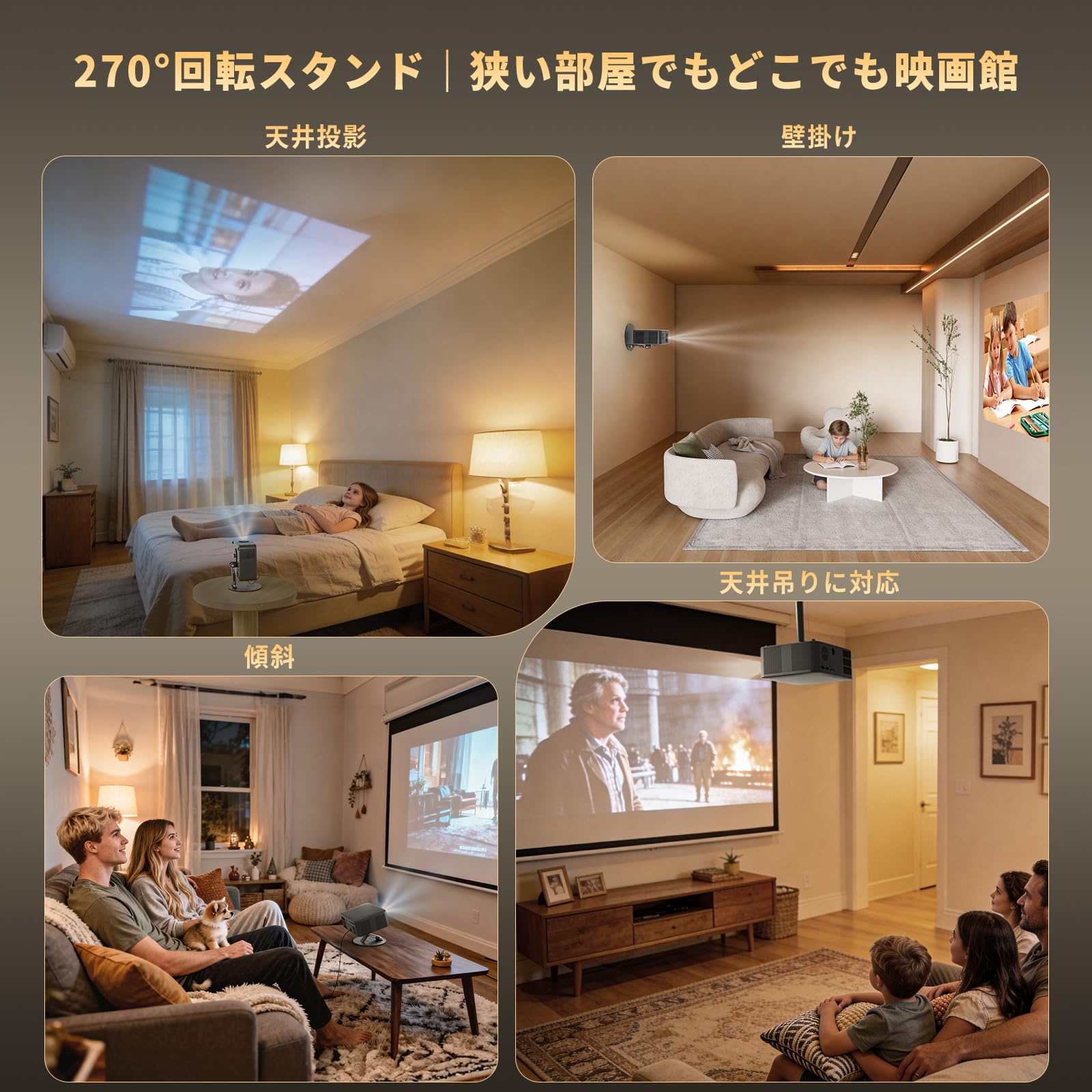 Amazon.co.jp: 【2026小型Google TV】Jimveo プロジェクター 家庭用