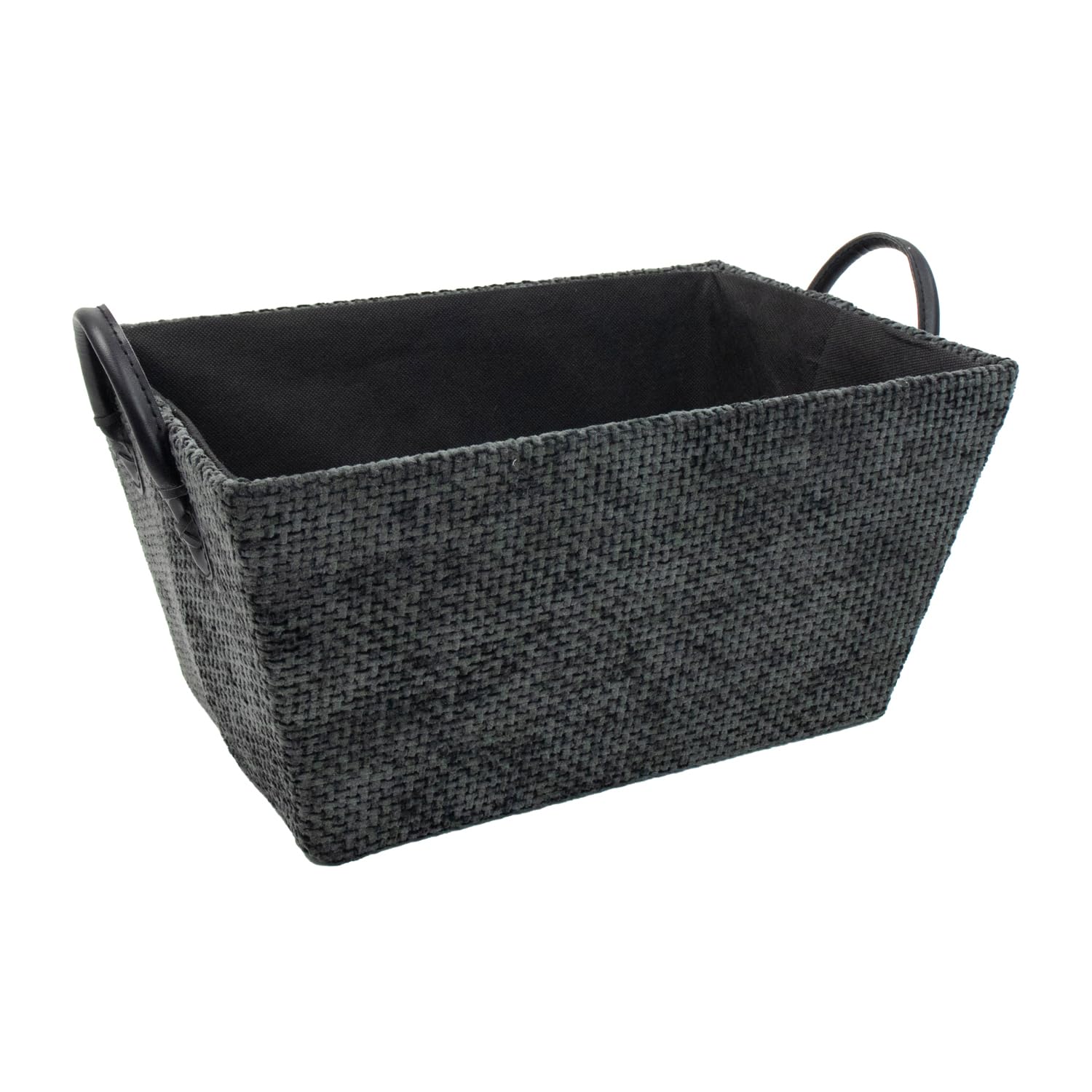 JVL Metro Rectangular Storage Basket with Handles, Home Storage Solution, Black