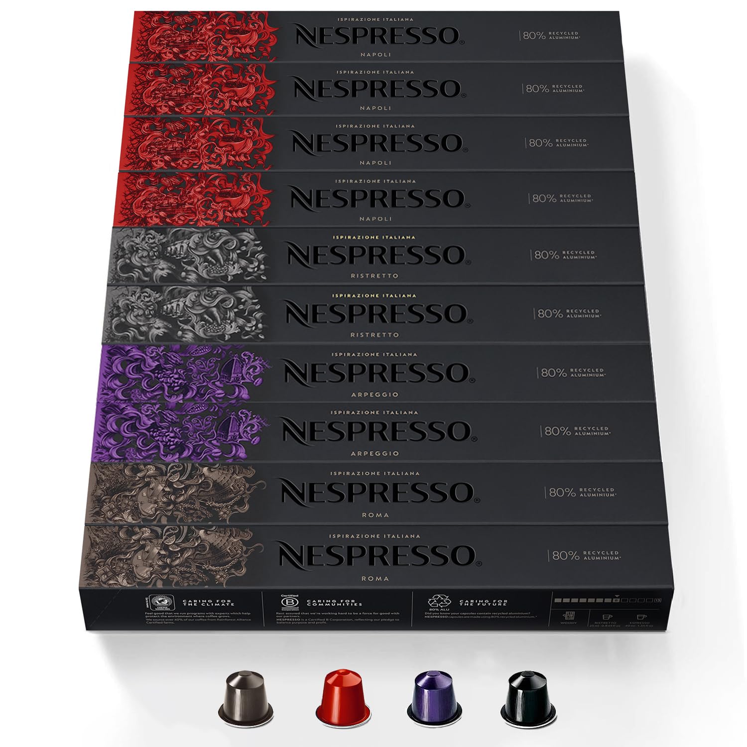 CAPSULE NESPRESSO ORIGINALI - Selezione Ispirazione Italiana con Napoli da 100 Capsule Nespresso Caffè, Intensità da 8 a 13 (su 13), Linea Original, Capsule Riciclabili Nespresso (100, Mix&Napoli)