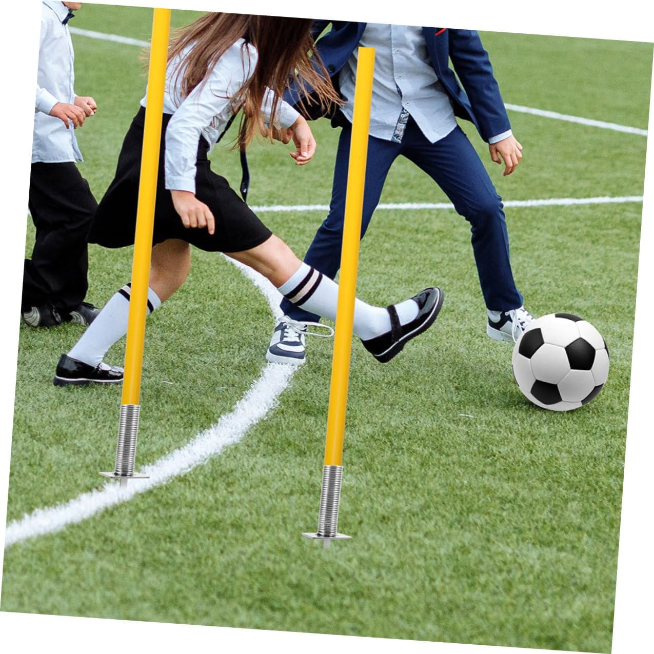 Cabilock 3pcs Football Pole Fixing Stakes Spring-Loaded Soccer Ground Stakes for Corner Flag Mounts Training Agility Equipment Outdoor Field Marking