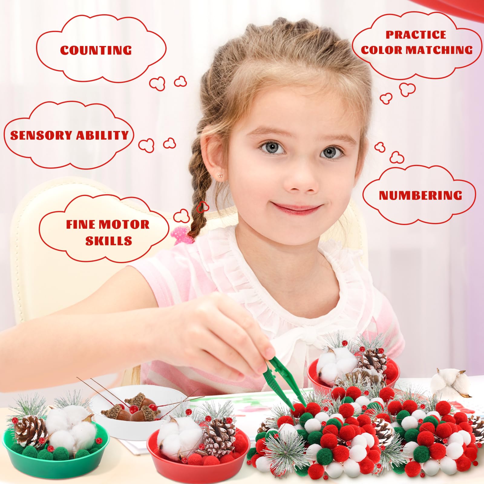 161 Pcs Christmas Sensory Bin Filler Fine Motor Toys Counting Sorting Christmas Winter Sensory Bin Items Christmas Sensory Bin Toys Christmas Counts for Early Childhood Preschool Education Activities - Image 7