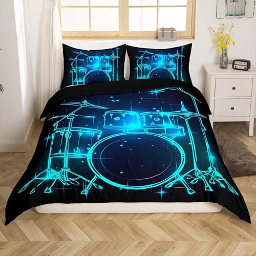 Miniatura 13 de Erosebridal Funda de edredón con diseño de piano y notas musicales giratorias, juego de ropa de cama con teclas blancas negras para niños y niñas,