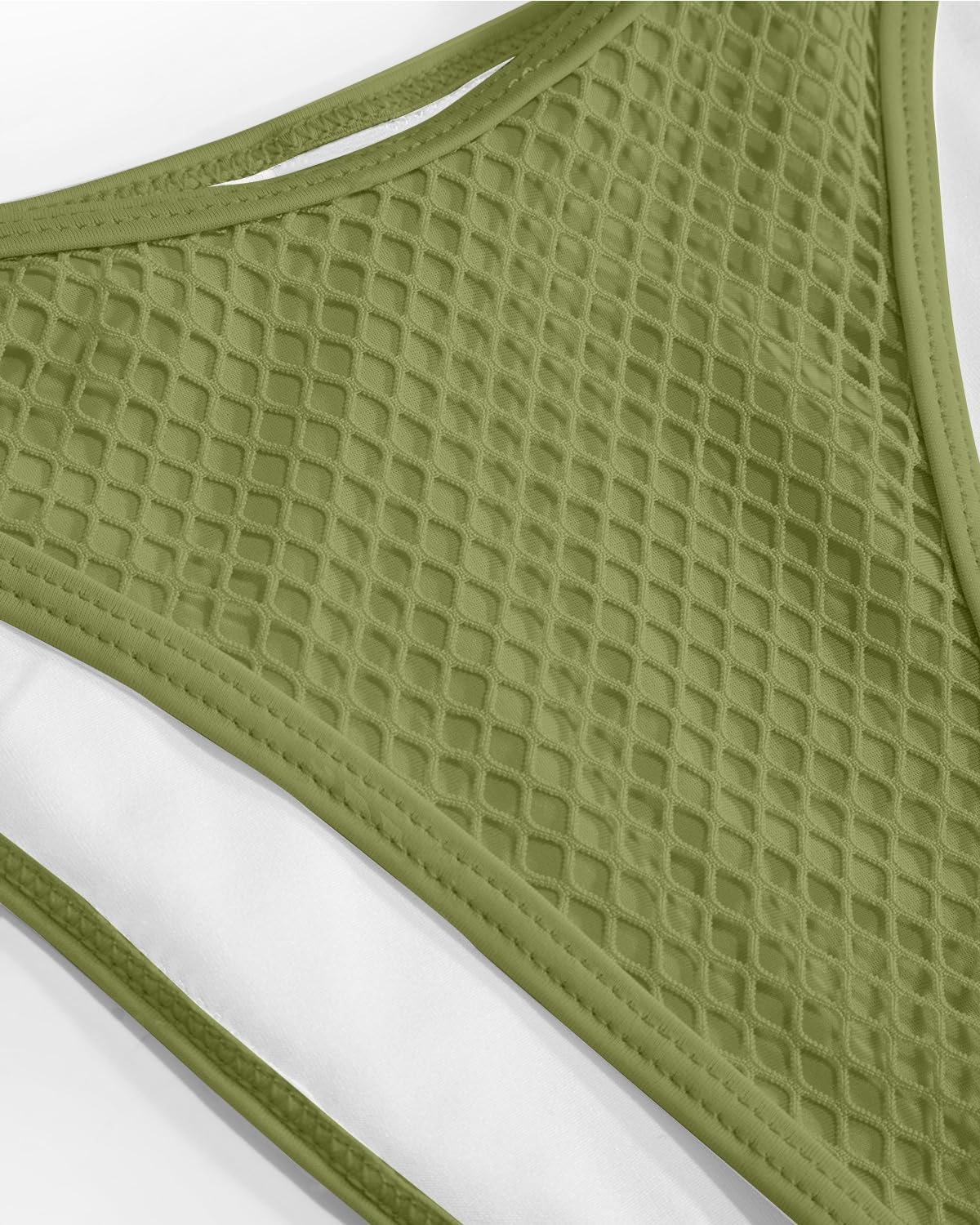 VOLAFA Women's Triangle Bikini Set Multiway Fishnet Tie Side Halter String Solid Cheeky Two Piece Swimsuit Bathing Suit - Image 7