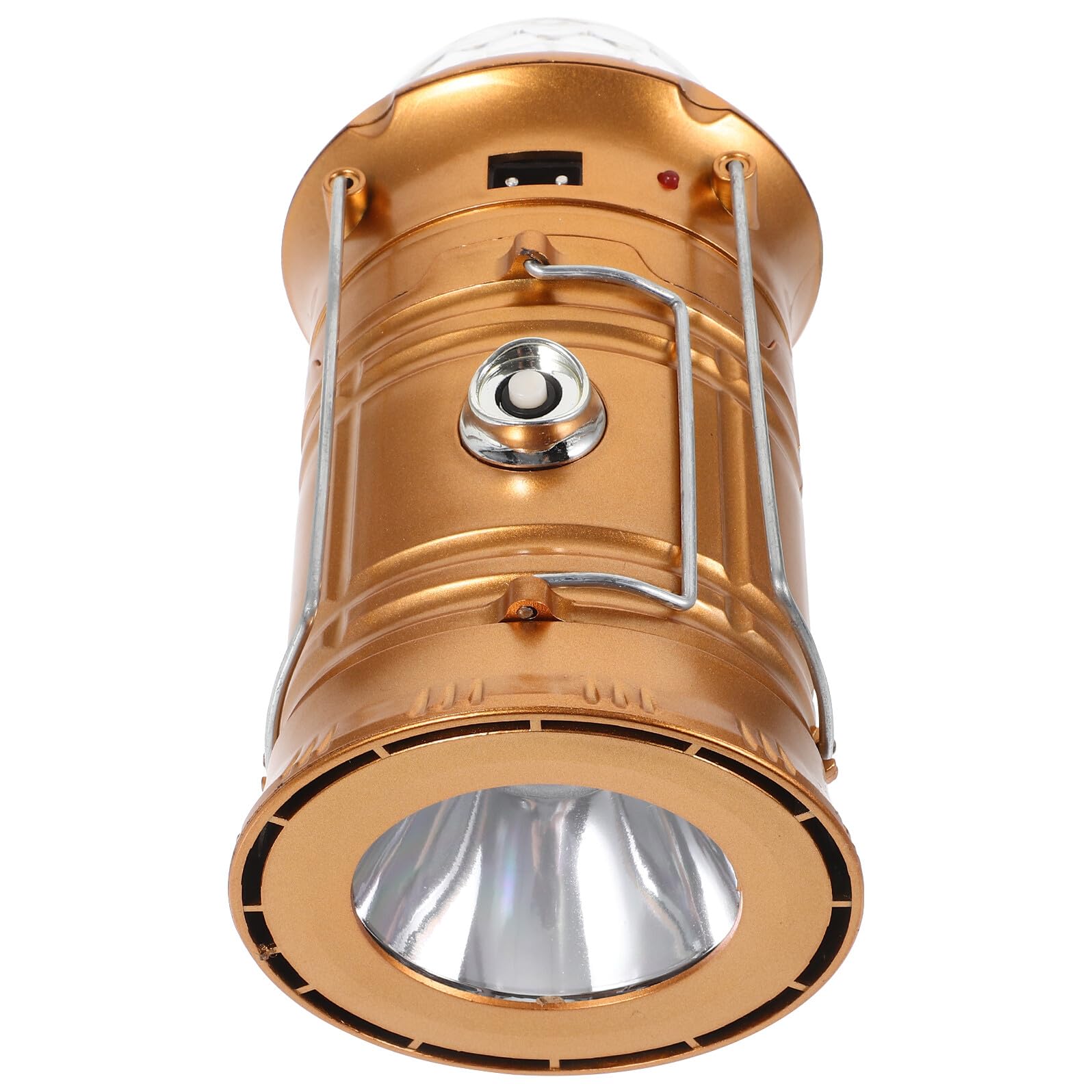 Lámpara Dorada Senderismo y Camping Portátil Recargable para LED | Abs, Asa Giratoria y Ajustable, Ligera, Uso en Exteriores, Formato Compacto
