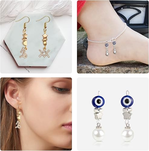 Miniatura 6 de BENBO - 1200 alfileres para la fabricación de joyas, 1200 unidades, 3 colores, alfileres de ojos abiertos, mezcla de hallazgos de joyería, bucles