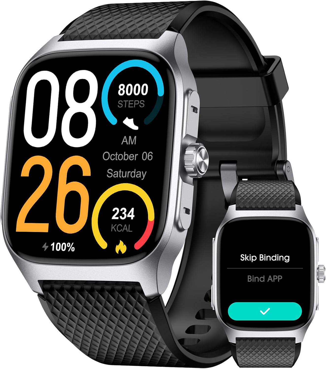 Smart Watch for Men No App/Phone Required, 1.85” AMOLED Metal Watch with 14 Days Battery, Sleep Tracker,Step Counter, Swimming Waterproof, Make/Answer Calls,Fitness Tracker for Android iOS Smart Watch for Men No App/Phone Required, 1.85” AMOLED Metal Watch with 14 Days Battery, Sleep Tracker,Step Counter, Swimming Waterproof, Make/Answer Calls,Fitness Tracker for Android iOS