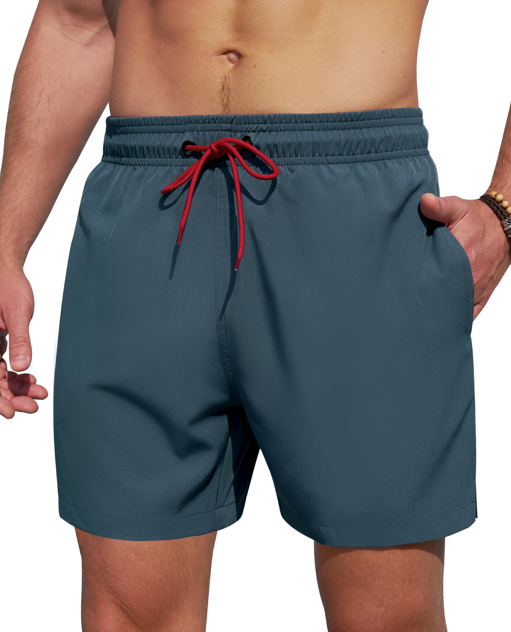 Gleeease Mens Swim Trunks 5 Inch with Mesh Lining Quick Dry Stretch Bathing Suits for Men Board Shorts Men's Swimwear