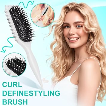 Curly Hair Brush,Curl Defining Brush,2024 Boar Bristle Hair Brush for Combing and Shaping,Reduce Pulling and Curl Separation For Defined Curls(off white)