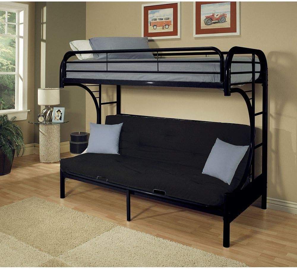 SemiKeem Twin XL Over Queen Metal Futon Bunk Bed for 2 Kids