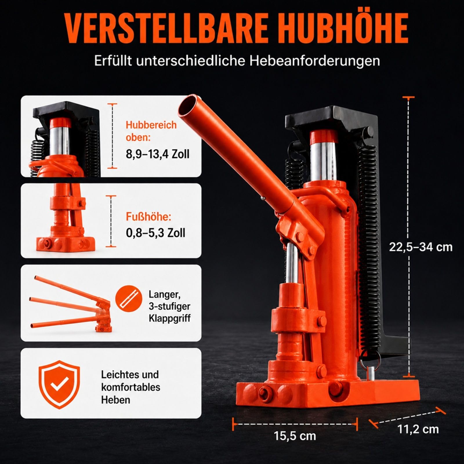 Hydraulischer Zehenheber für Maschinen, Einsatz in Werkstatt und Industrie
